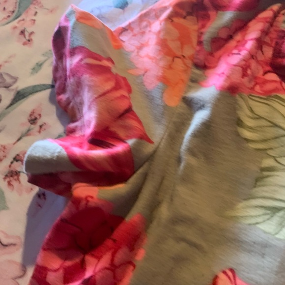 Caribbean Joe  Women’s Floral Polo Blouse - Pink & Orange Bloom Size Large - Picture 6 of 7